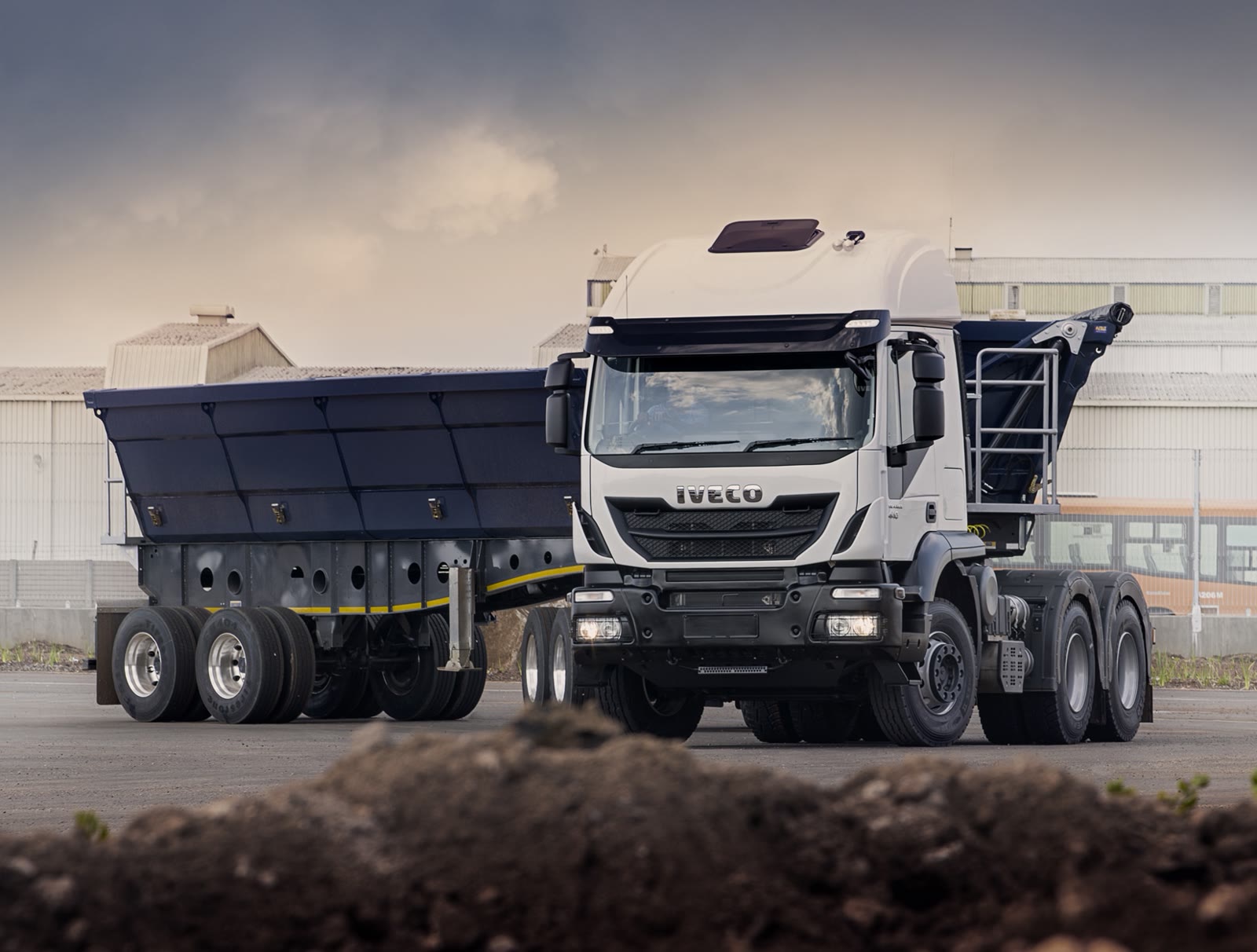 Blaauw's Transport Iveco truck with a blue side-tipper trailer